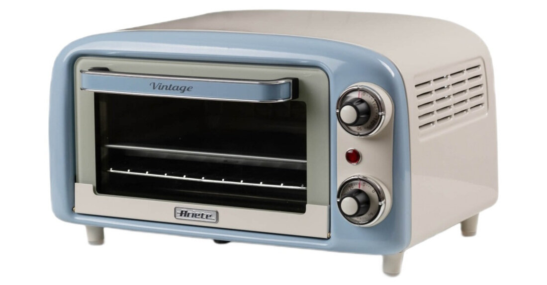 Mini piekarnik ARIETE Vintage 3919/05 Błękitny Kontrola temperatury Regulacja do 230°C  kontrola proces pieczenie równomierny efekt