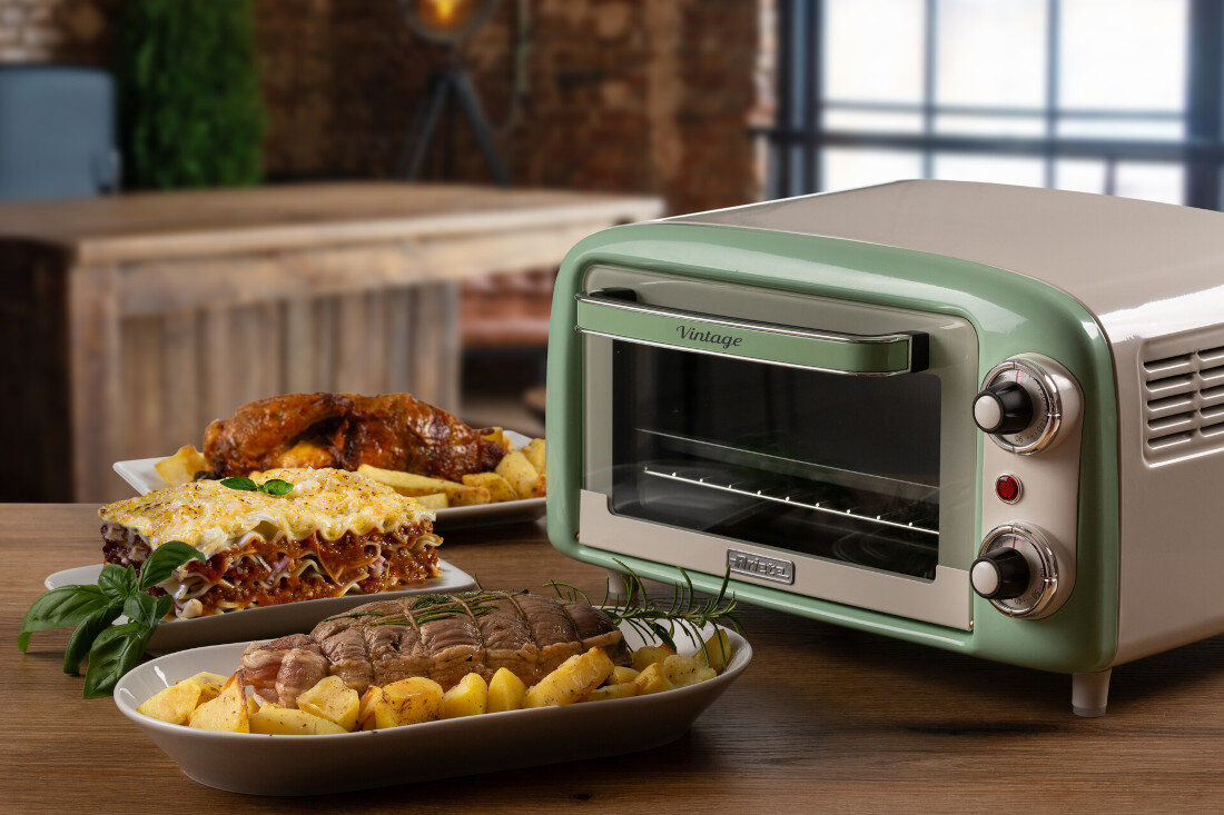 Mini piekarnik ARIETE Vintage 3919/04 Zielony wygląd prezentacja design wizualizacja Wielkie możliwości