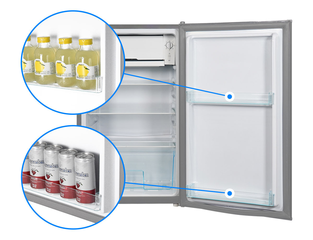 Lodówka LIN LI-BC92 85cm półki na drzwiach balkoniki ergonomiczny układ dodatkowe miejsce butelki słoiki