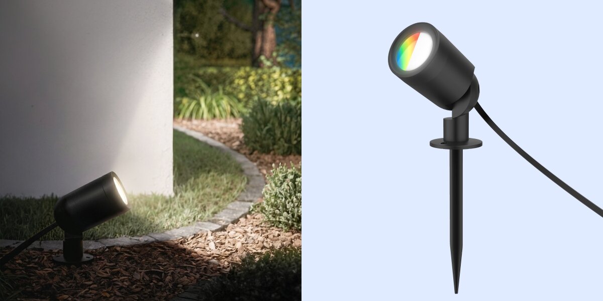 Lampa ogrodowa HAMA 00176679 Wi-fi, ścieżka, rabaty, akcenty, aranżacja, Lampa oświetlająca ścianę budynku oraz wersja lampy z kolcem do trawnika.