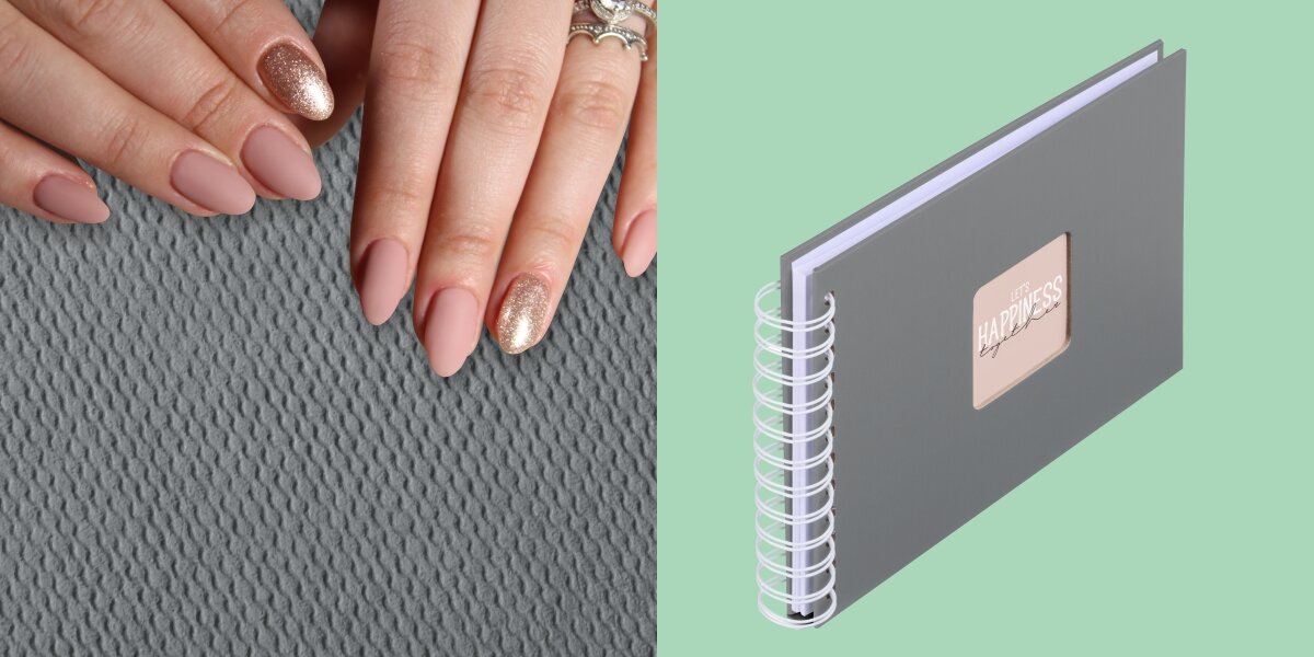 Album HAMA Fine Art 9836 Szary (50 stron) Zbliżenie na fakturę materiałowej oprawy albumu w kolorze szarym, podkreślające elegancki splot tkaniny.