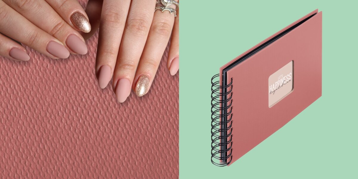 Album HAMA Fine Art Czarne kartki Ceglany (50 stron) Zbliżenie na fakturę okładki albumu oraz widok produktu z białą spiralą na jasnym tle.