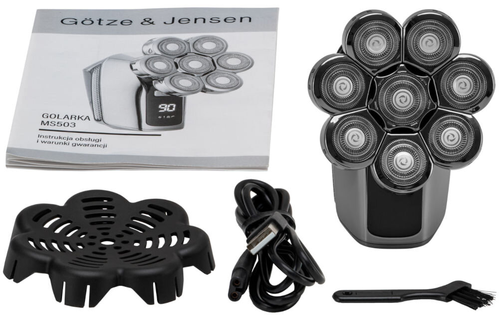 Golarka do głowy GÖTZE & JENSEN MS503 elementy zestawu osłona przewód szczoteczka instrukcja
