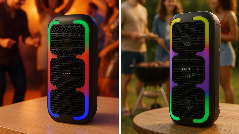 Power Audio SQUEAK BeatOne SQ1009 przenośny głośnik Bluetooth 5.3 45W RMS RGB karaoke 1800 mAh, głośnik stojący na stoliku