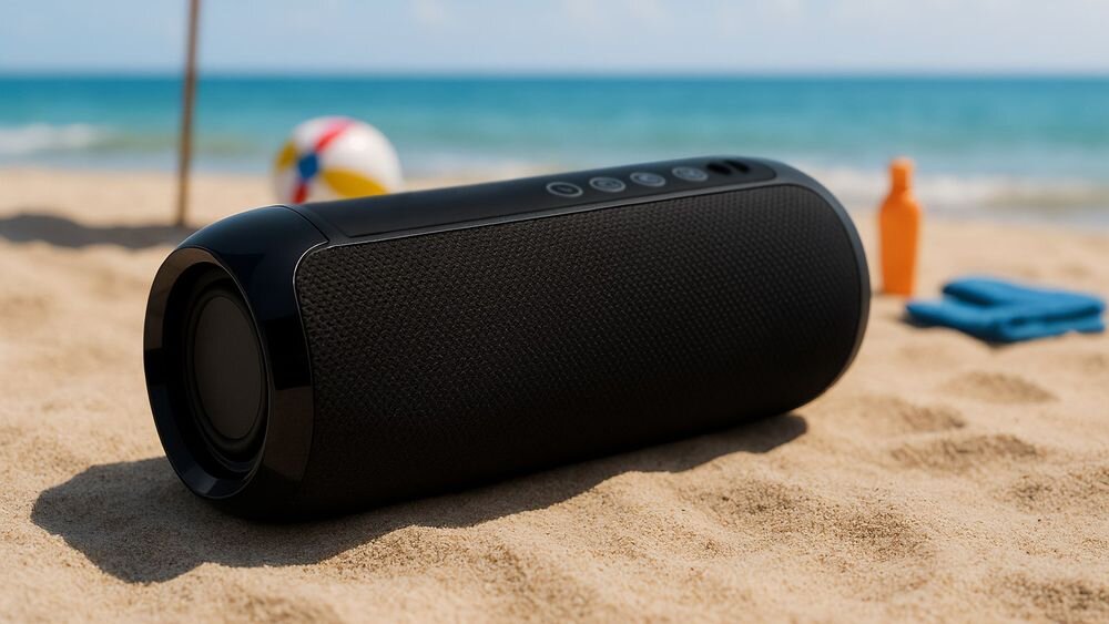 Głośnik mobilny SQUEAK Jet SQ1008 przenośny głośnik Bluetooth 5.3 kompaktowa konstrukcja mocne brzmienie, głośnik leżący na piasku