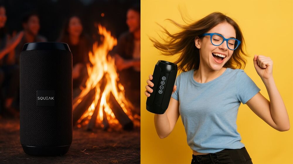 Głośnik mobilny SQUEAK Jet SQ1008 Bluetooth 5.3 pasmo 2.402-2.480 GHz stabilne połączenie bezprzewodowe, głośnik stojący przy ognisku