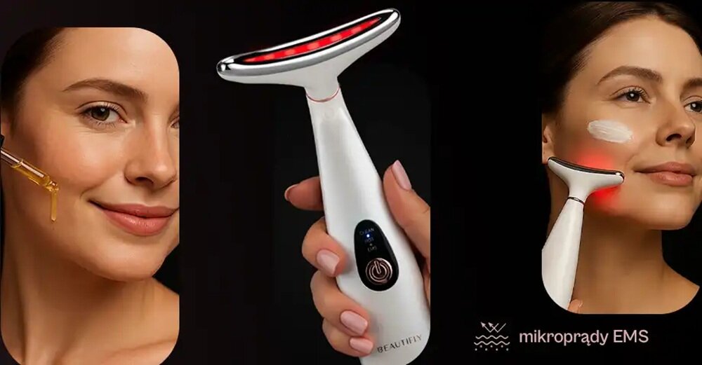 Masażer do twarzy BEAUTIFLY Lumalift PRO technologia LED, mikroprą EMS, poprawa jędrności i redukcja zmarszczek