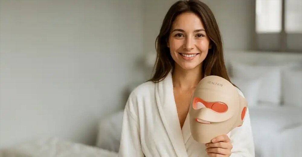Maska LED BEAUTIFLY Aura Novaskin Pro bezpieczne i delikatne działanie, nie nagrzewa skóry, bez podrażnień