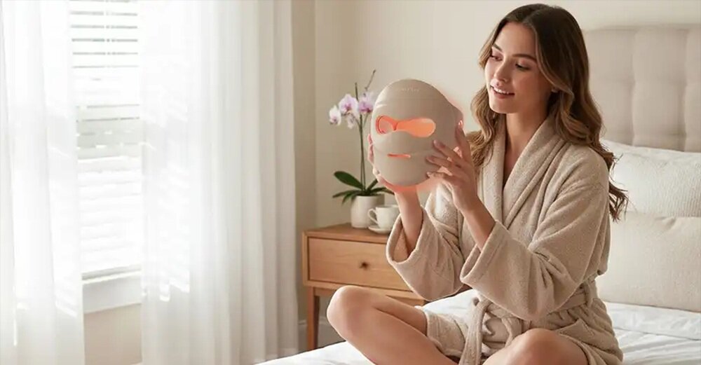 Maska LED BEAUTIFLY Aura Novaskin Pro działanie antybakteryjne, mniej bakterii, zmniejszenie stanów zapalnych, poprawa kolorytu skóry