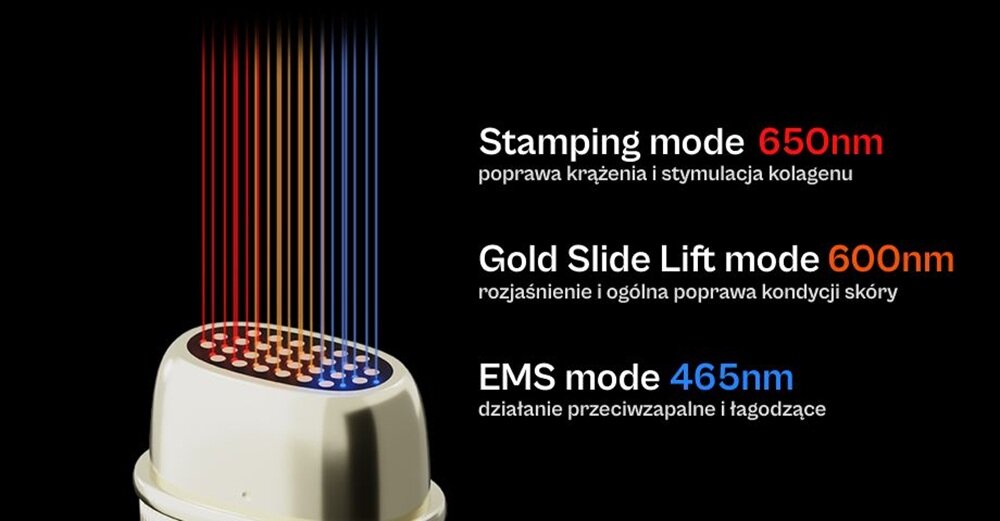 Urządzenie do terapii światłem led BEAUTIFLY Skinwow Shot Golden bezinwazyjne urzadzenie, poprawa elastyczności skóry, wygładzenie zmarszczek, regeneracja, bez bólu