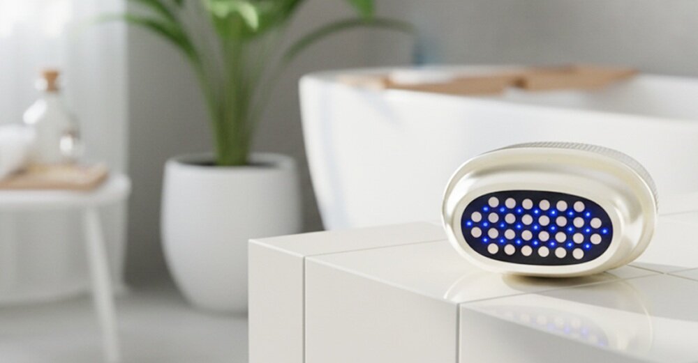 Urządzenie do terapii światłem led BEAUTIFLY Skinwow Shot Golden kompaktowe wymiary, wododporna konstrukcja, eleganckie wykończenie, lekka konstrukcja