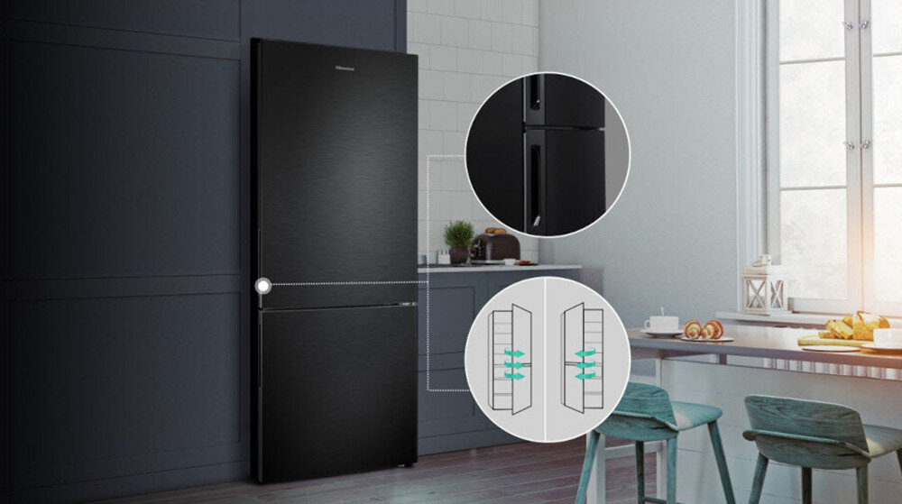 LODÓWKA HISENSE RB440N4ACD SILVER uniwersalne drzwi układ kuchni lewo prawo