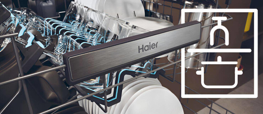 Zmywarka HAIER XS 6B0S3FSB Flex Zone programy delikatne góra dół kosze
