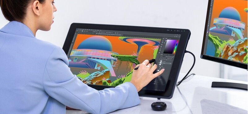 Tablet graficzny HUION Kamvas 22 waga 4 kg grubość 21mm lekki mobilny