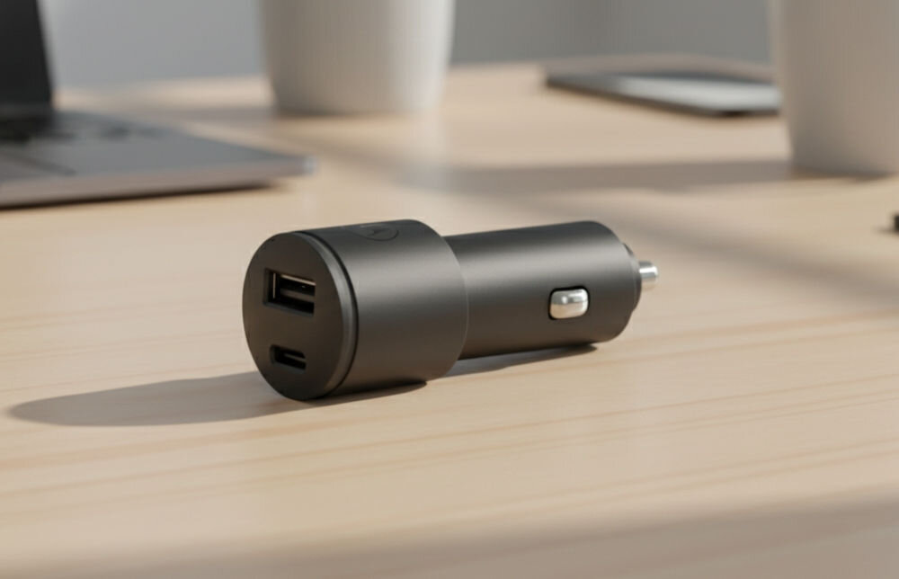 Ładowarka samochodowa MOTOROLA TurboPower 45W Czarny
                 ładowarka samochodowa na biurku dwa wyjścia usb-c usb-a dwa urządzenia jednocześnie podróż służbowa rodzinne wyjazdy kabel usb-c długość 1 m