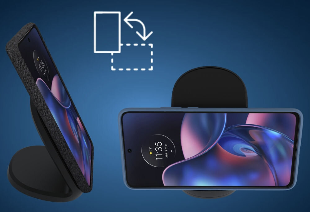 Ładowarka indukcyjna MOTOROLA TurboPower 15W Czarny Qi
                ładowarka indukcyjna w dwóch pozycjach pionowa pozioma prowadzenie wideorozmów dioda led