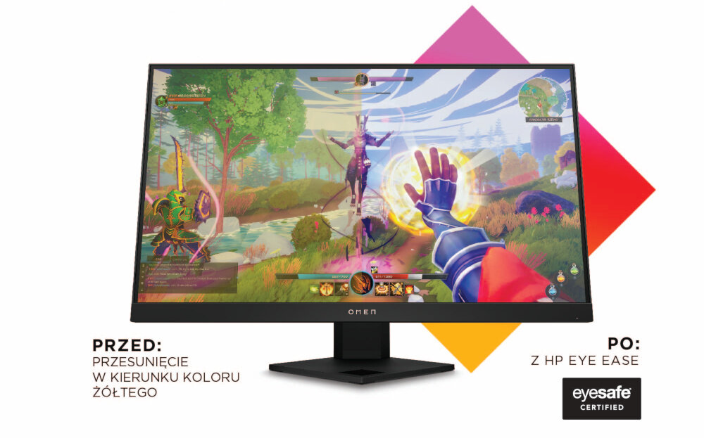 Monitor HP Omen 22J05E9 25 1920x1080px IPS 165Hz 1 ms ochrona oczu wzroku niebieskie światło