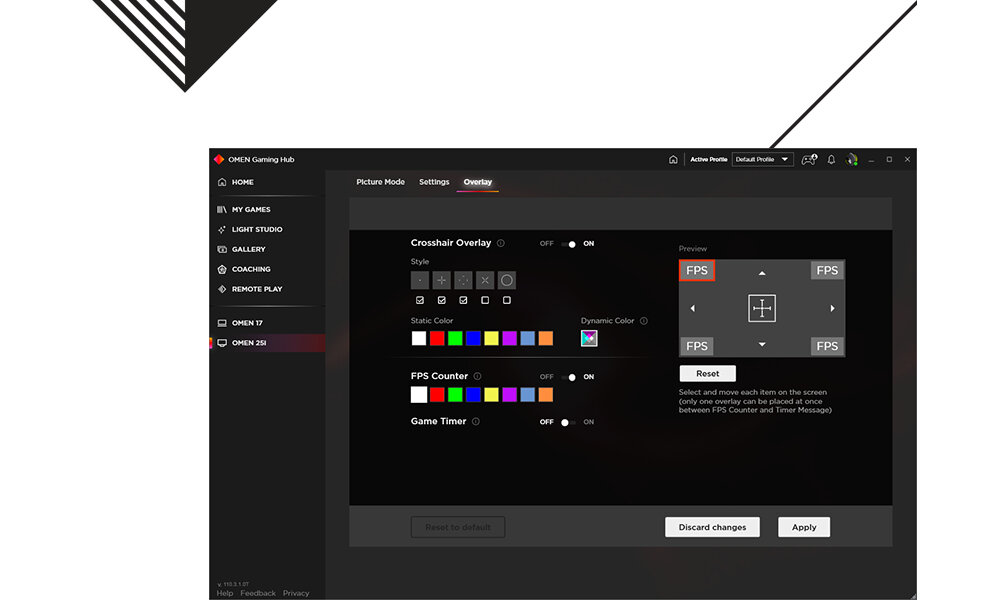 Monitor HP Omen 22J05E9 25 1920x1080px IPS 165Hz 1 ms omen gaming hub