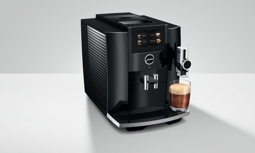 Ekspres JURA S8 Piano Czarny (EB) 27 specjałów kawowych funkcja ExtraShot możliwości wybór preferencje