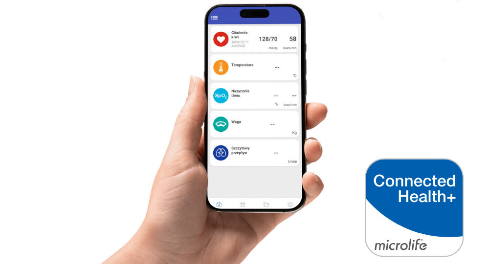 Ciśnieniomierz MICROLIFE BP B6 Connect Monitorowanie wyników wbudowany moduł Bluetooth® aplikacja  Microlife Connected Health+ historia wyniki raporty 11 niezależnych walidacji klinicznych dostosowanie potrzeby