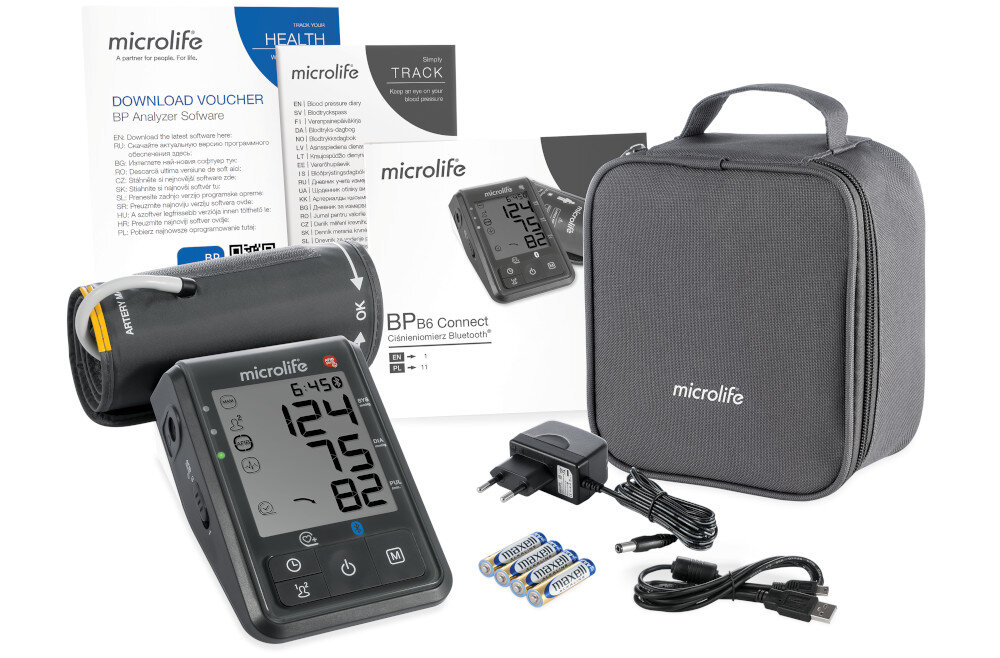 Ciśnieniomierz MICROLIFE BP B6 Connect  zestaw akcesoria komplet wyposazenie