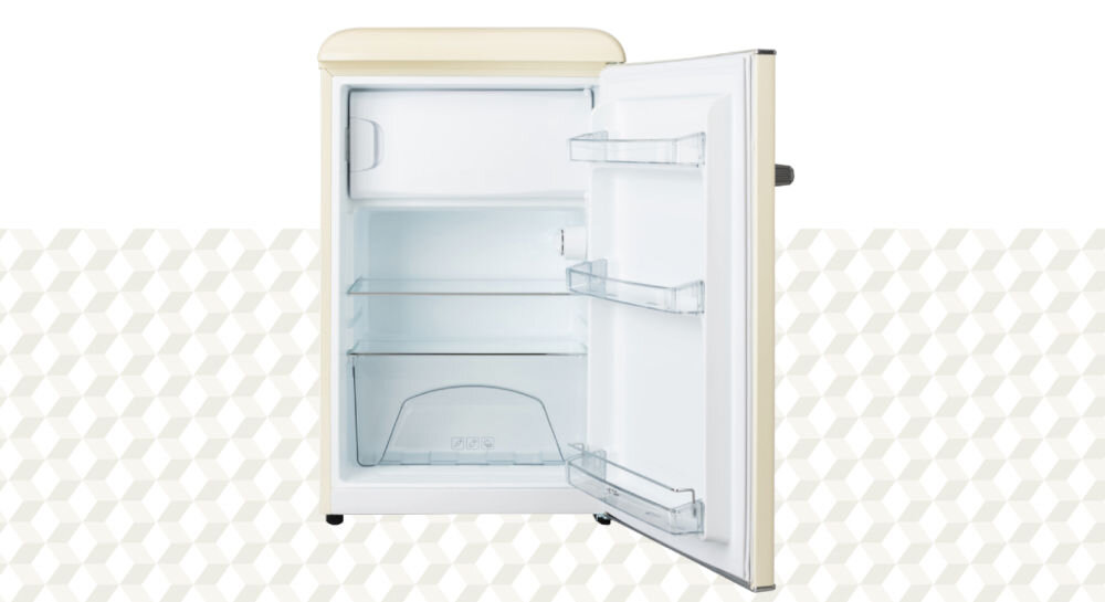 Lodówka ETA Storio 253590040E 90cm Beżowa przemyślana organizacja przestrzeni szklane półki transparentne szuflady praktyczne półki na drzwiach podświetlenie LED dobra widoczność regulowane nóżki dopasowanie urządzenia wygoda użytkowania wszechstronność 