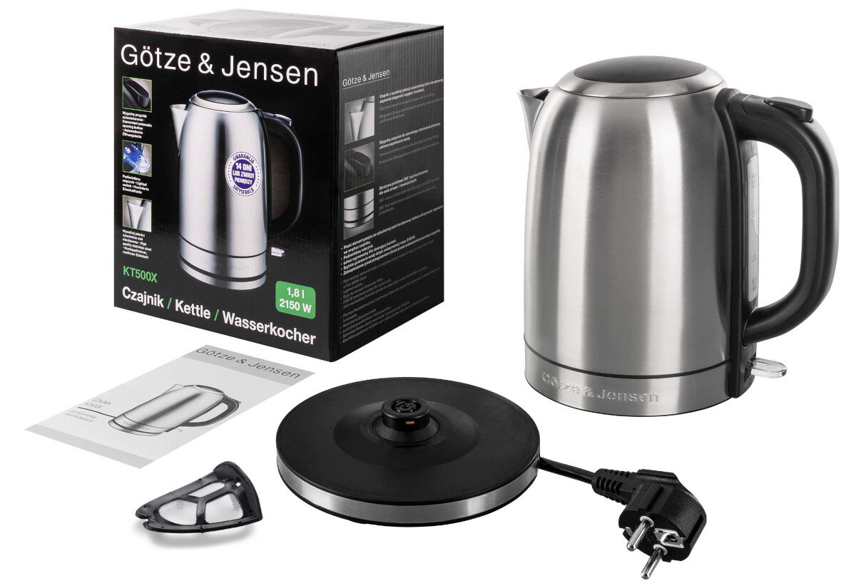 CZAJNIK GOTZE & JENSEN KT500X (INOX) (1,8L) zawartosc opakowania