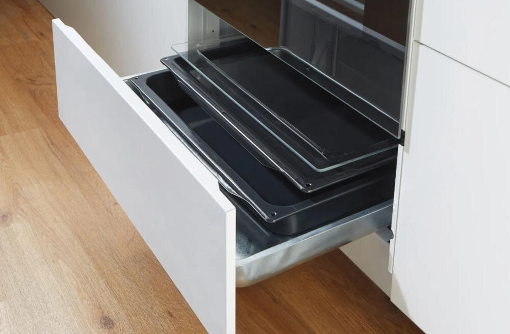 GORENJE MEKIS6101I kuchenka szuflada przechowywanie blachy akcesoria kuchenne