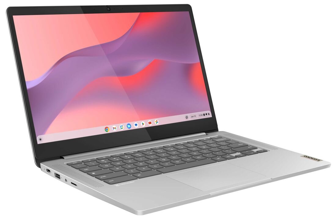 Laptop Lenovo IdeaPad Slim 3 w kolorze srebrnym, z systemem Chrome OS. - procesor MediaTek, grafika ARM Mali-G52 