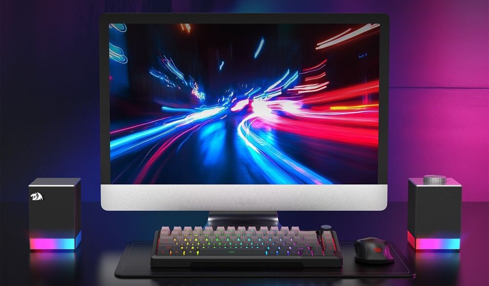 Głośniki REDRAGON Glyph GS517 2.0 RGB stereo Bluetooth kompaktowe na biurko podświetlenie, głośniki stojące na biurku gamingowym