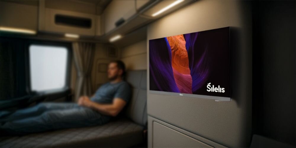 Telewizor SILELIS FHD TV-24 Slim wbudowane głośniki czysty dźwięk małe wnętrza, telewizor zawieszony na ścianie w przyczepie kempingowej