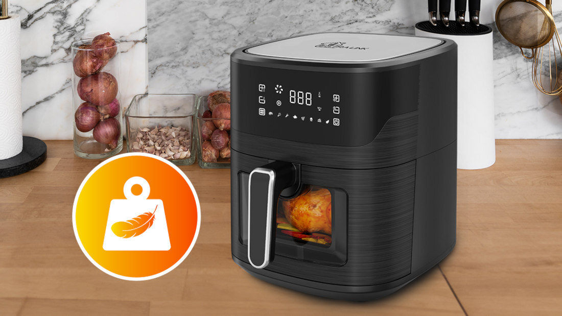 Air Fryer Frytkownica beztłuszczowa EXTRALINK SJ-650B Komfort i bezpieczeństwo Automatyczne wyłączanie chroni przed przegrzaniem brak rozprysków tłuszczu uniwersalne napięcie dostosowana do polskich warunków