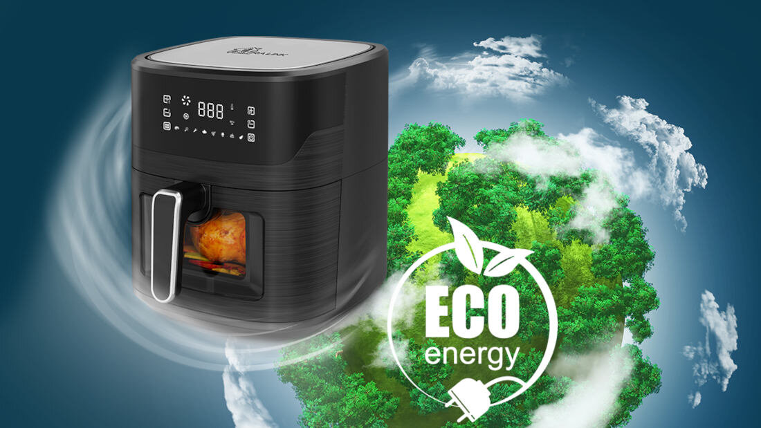 Air Fryer Frytkownica beztłuszczowa EXTRALINK SJ-650B Styl w Twojej kuchni Elegancka, czarna obudowa i estetyczne detale Połączenie estetyki i funkcjonalności