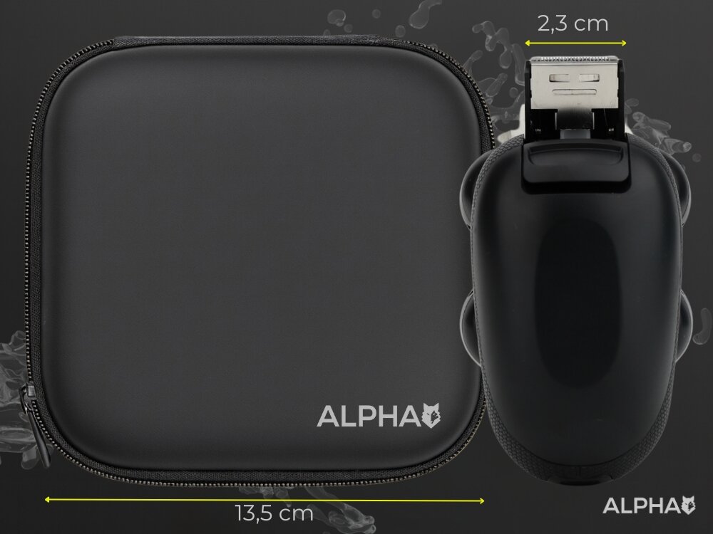 Golarka ALPHA Trx-Pro wysuwany trymer, wbudowana kieszonka, ograniczenie bałaganu, etui ochronne