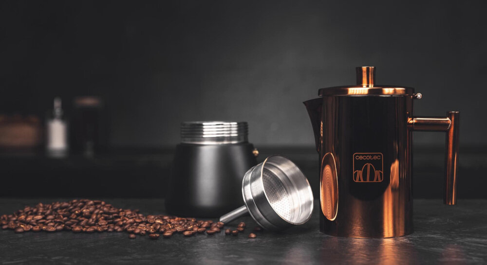 Kawiarka CECOTEC Cumbia Moking 600 300 ml Bezpieczne użytkowanie Zawór bezpieczeństwa ochrona silikonowa uszczelka kontrola proces parzenie Ergonomiczny, termoizolowany uchwyt