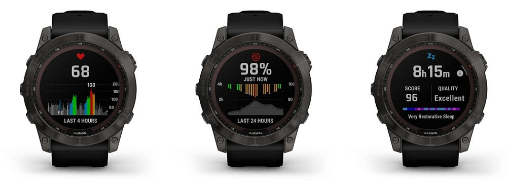 Smartwatch GARMIN seria Fenix 7 ekran bateria pamięć muzyka sterowanie pojemność rozdzielczość pasek sport zdrowie czujniki serce puls tętno