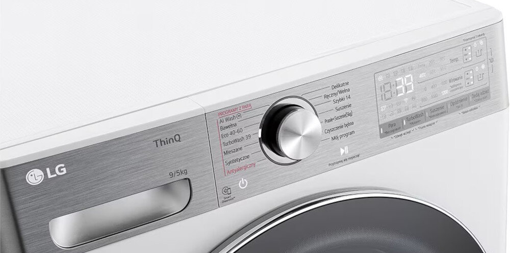 Pralko-suszarka LG F2D95902W programy panel sterowanie wirowanie temperatura zakres ustawienia