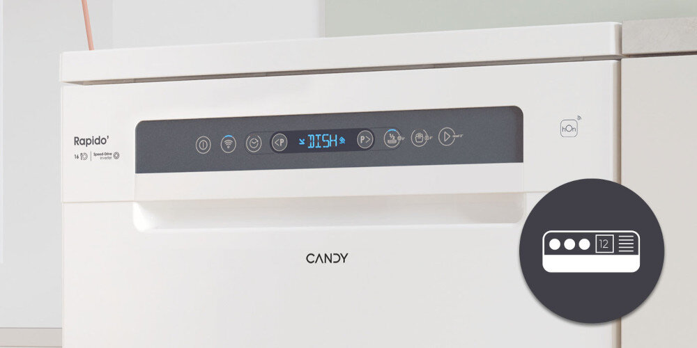 ZMYWARKA CANDY RAPIDO CF 6B4S1PA zdjęcie lifestyle dotykowy panel sterowania  Łatwa i intuicyjna obsługa 
