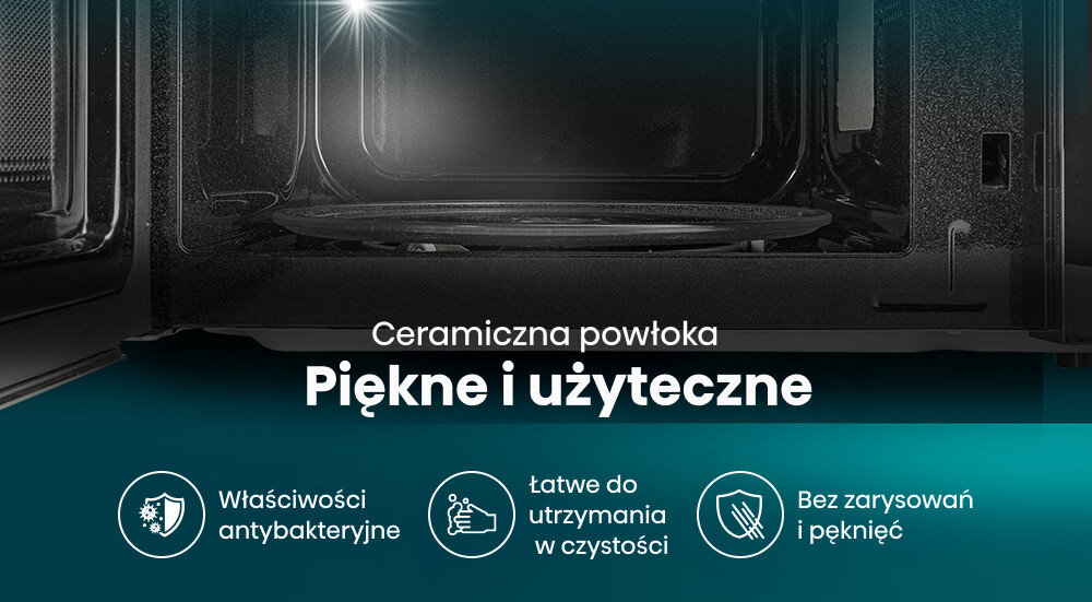 KUCHNIA MIKROFALOWA HISENSE H20MOBP1HI mikrofalówka ceramiczna wnętrze łatwe czyszczenie mikrofalówka higieniczna powłoka antybakteryjna mikrofalówka solidna powierzchnia elegancka mikrofalówka