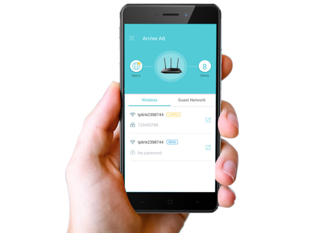 Router TP-LINK Archer A8 aplikacji Tether systemem Android lub iOS