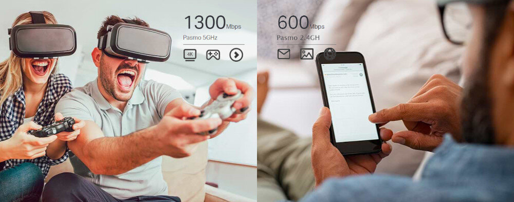Router TP-LINK Archer A8 sieci Wi-Fi łączną prędkość transferu danych na poziomie 1900 Mb/s transmisja wideo w jakości 4K/8K UHD intensywne gry online 2.4 GHz lub 5 GHz