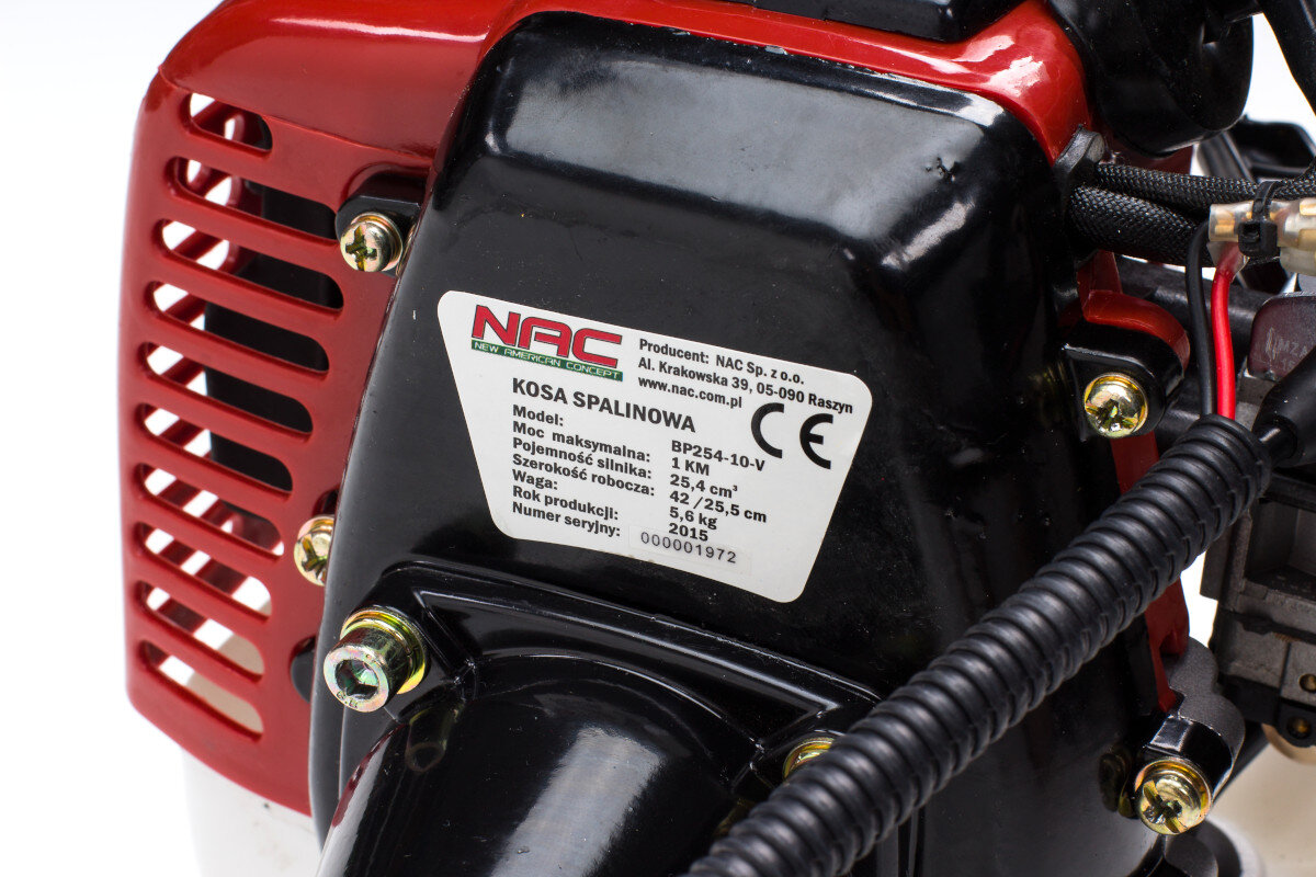 Kosa spalinowa NAC BP254-10-V silnik dwusuwowy moc pojemność dzielony wał głowica żyłkowa tarcza stalowa