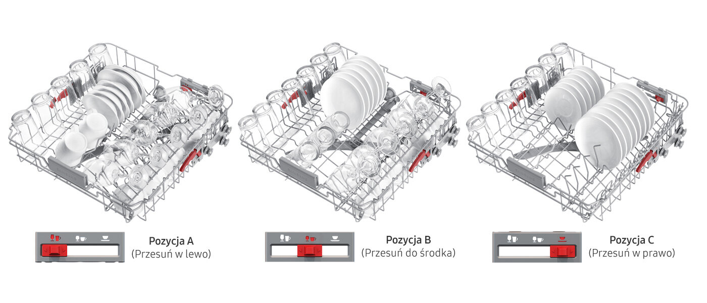 Ustawienie nawet wysokich naczyń w zmywarce dzięki funkcji Flex Load Ustawienie nawet wysokich naczyń w zmywarce dzięki funkcji Flex Load: Samsung