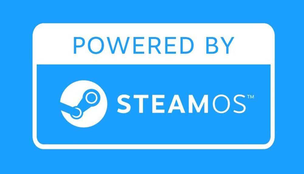 Konsola LENOVO Legion Go S Steam Os Fioletowy napis powered by steam os na niebieskim tle białą obwódka wydajny sprzęt SteamOS komfortowa rozgrywka mobilność biblioteka gier funkcje społecznościowe