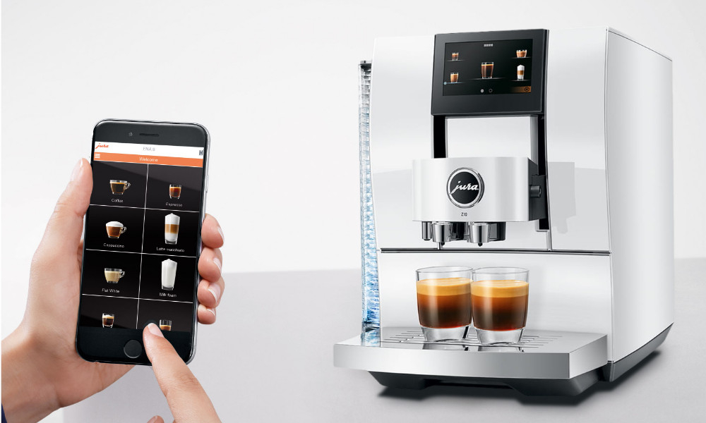 Ekspres JURA Z10 Diamond White (EA) Operating Experience (J.O.E.®) smartfon obsługa informacja dostep kawy komunikaty