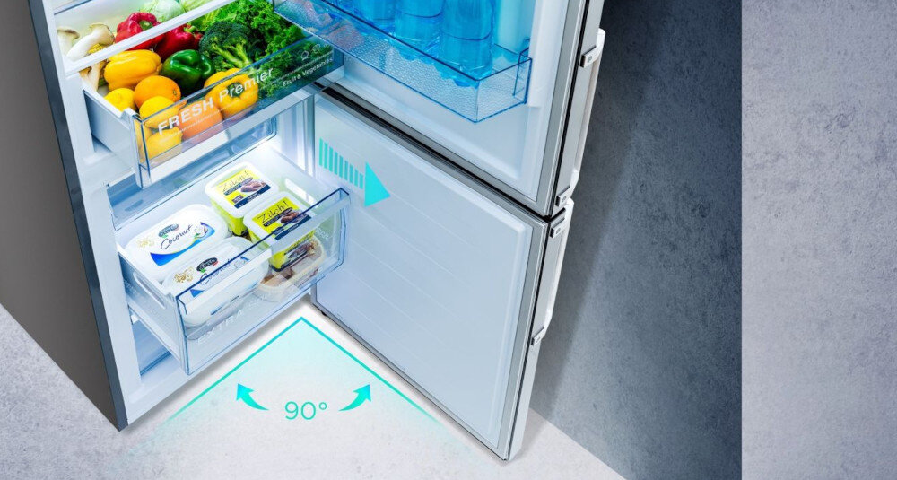 LODÓWKA HISENSE RB390N4BFC drzwi dostęp szuflady otwieranie drzwi pod kątem