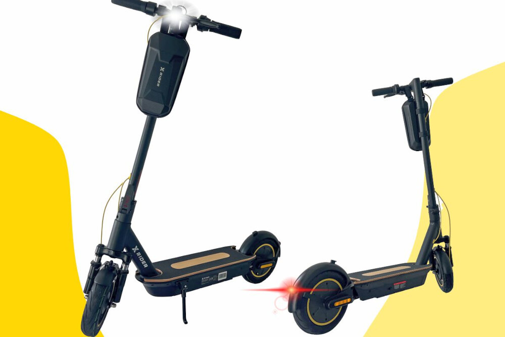Hulajnoga elektryczna XRIDER M10 PRO Czarny przednie i tylne swiatlo tylne swiatlo hamowania