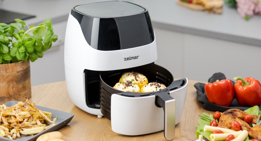 Frytkownica beztłuszczowa ZELMER ZAF5501W Air Fryer regulacja tryby pracy programy