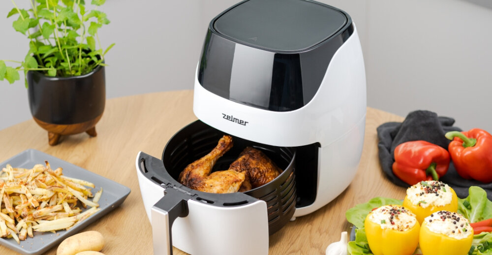 Frytkownica beztłuszczowa ZELMER ZAF5501W Air Fryer pojemnosc urzadzenia koszyk