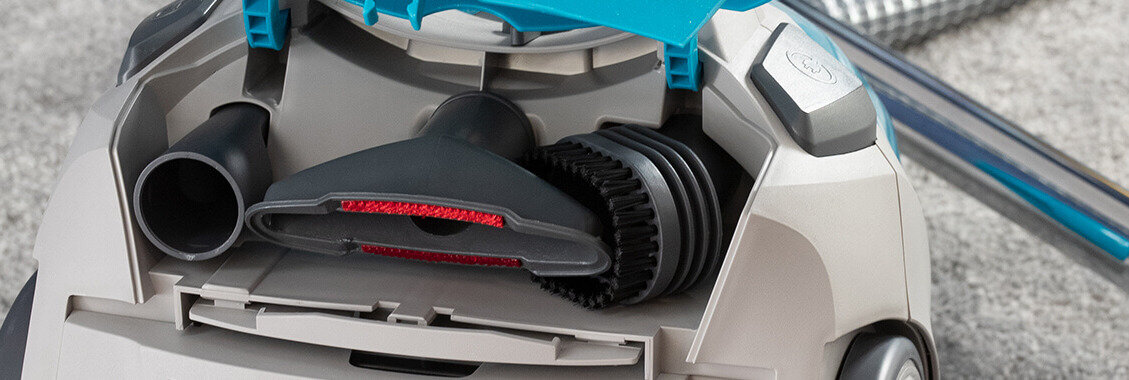 Odkurzacz ZELMER Antek ZVC3501T Schowek na akcesoria  wszystkie potrzebne akcesoria tylna obudowa